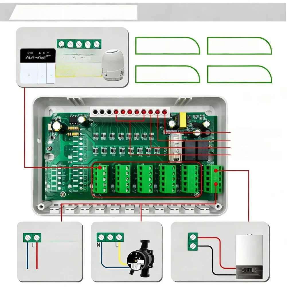 5 Way 8 Way Floor Heating Control Box Hydronic Radiant Thermostat For Multi For Zone Temperature Regulation For Central Heating