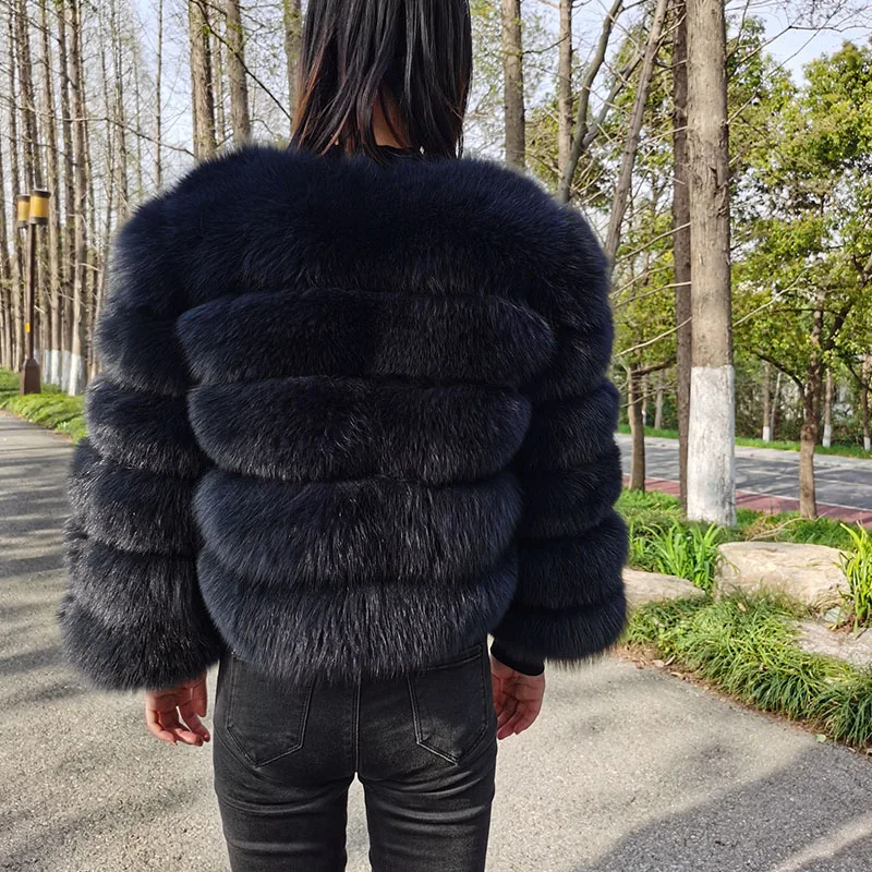 2023 Hot Sale  Furry Natural Fox Raccoon Real Fur Coat Women Jacket Luxury Winter Parka Vest Female Leather Clothes Brown Beige