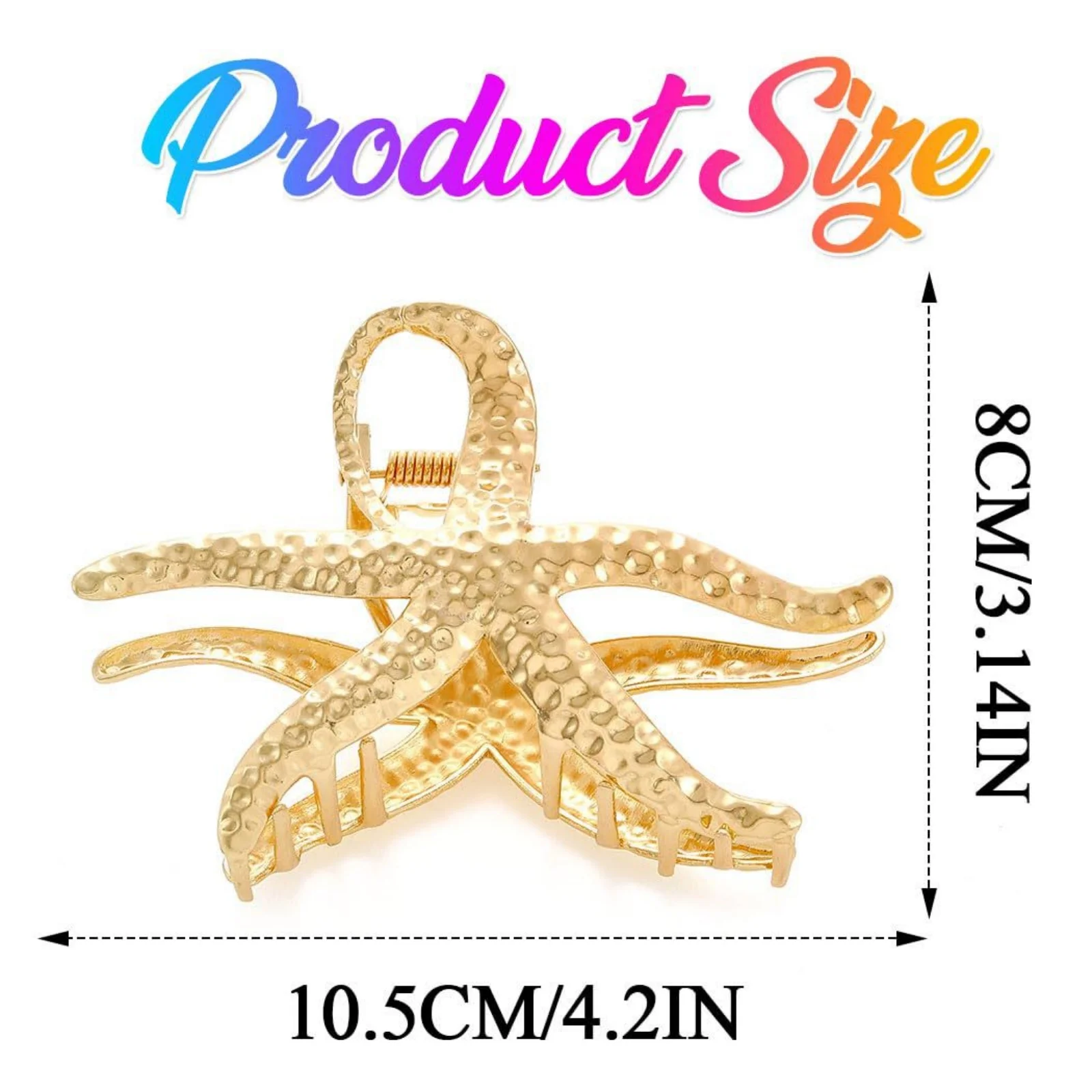 1 Stück Seestern – geformte Haarklammern, gold- und silberfarbene strukturierte Metall-Haargriffe, schicker Strand-Haarschmuck für Frauen – Detail 7