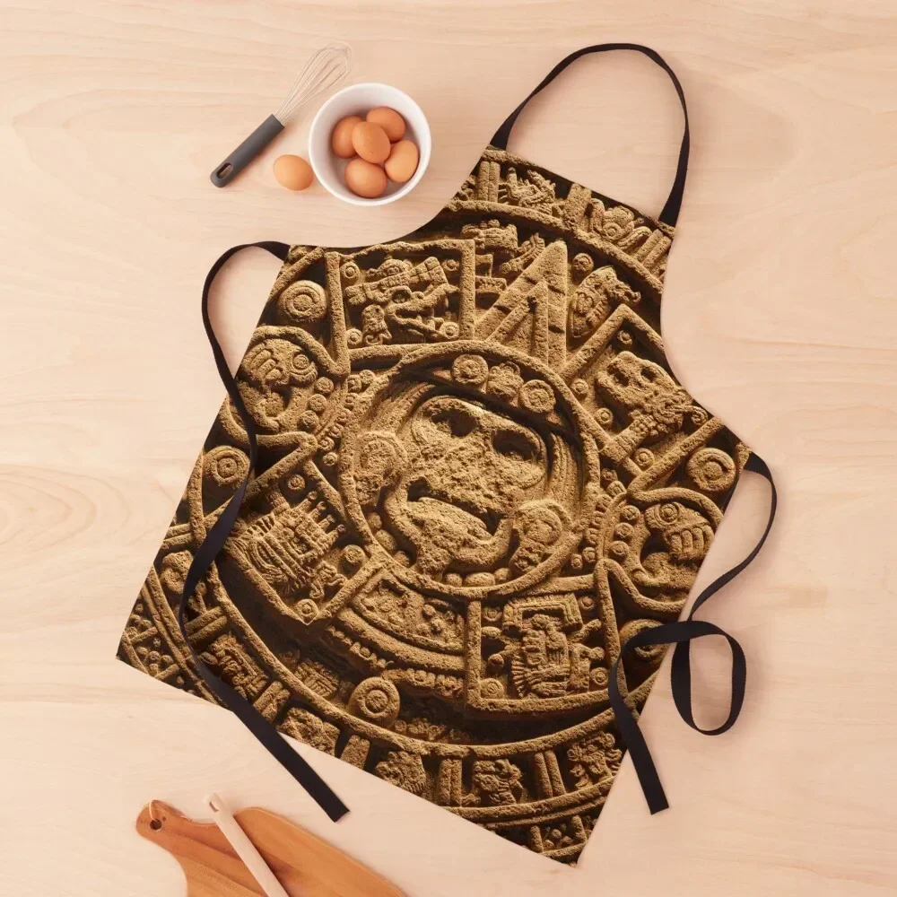 Aztec Sun Stone | Aztec Calendar | Mayan Calendar Stone in Mexico Apron Waterproof women Kitchen Chef Hairdressing Apron