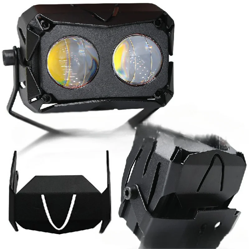 For Motorcycle Spotlight LED Dual Light Yellow White High Low Beam External Work Electric Vehicle Modification