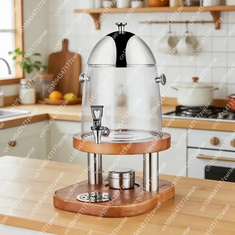 12L 19L Wooden Base Drink Dispenser Stainless Steel Coffee Juice Dispenser Beverage Dispenser for Hotel Restaurant