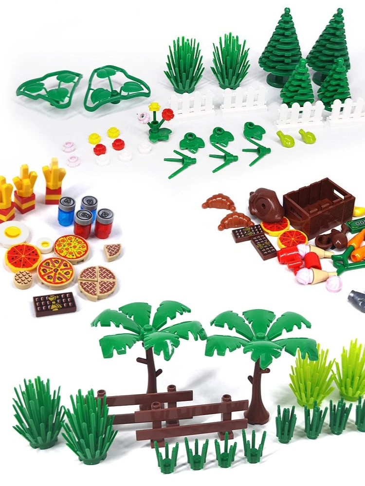 MOC arbre 5058 1747 forêt Jungle plante couches feuilles blocs de construction 1566 militaire botanique feuille fleur noix de coco bricolage jouet cadeaux
