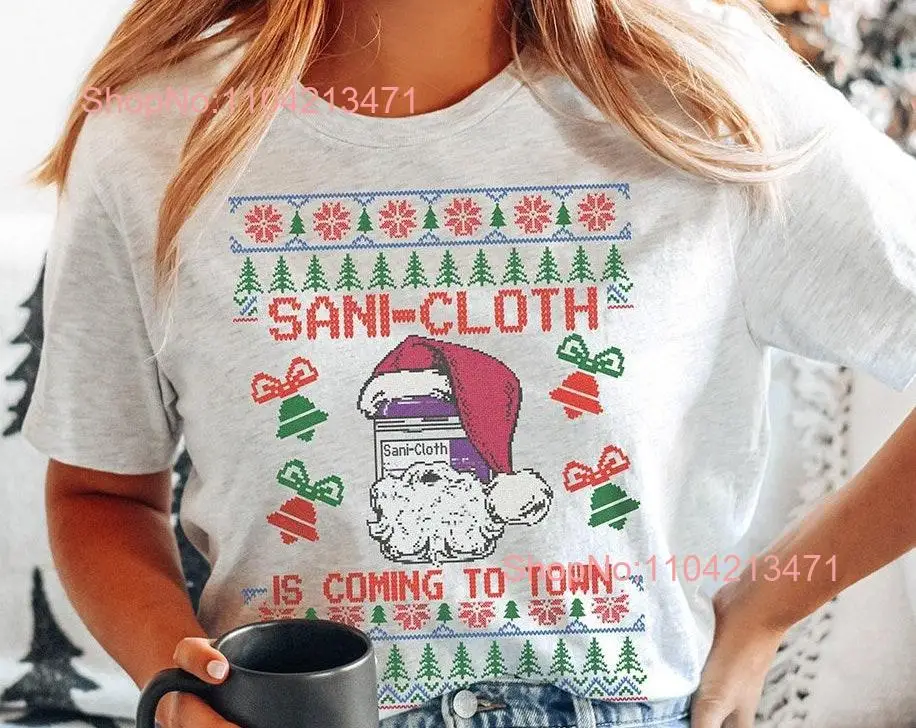 Nurse Ugly Christmas T Shirt Sani Cloth Sweater Rn Aid Tech Medical Assistant Xmas Holiday Er Icu  long or short sleeves