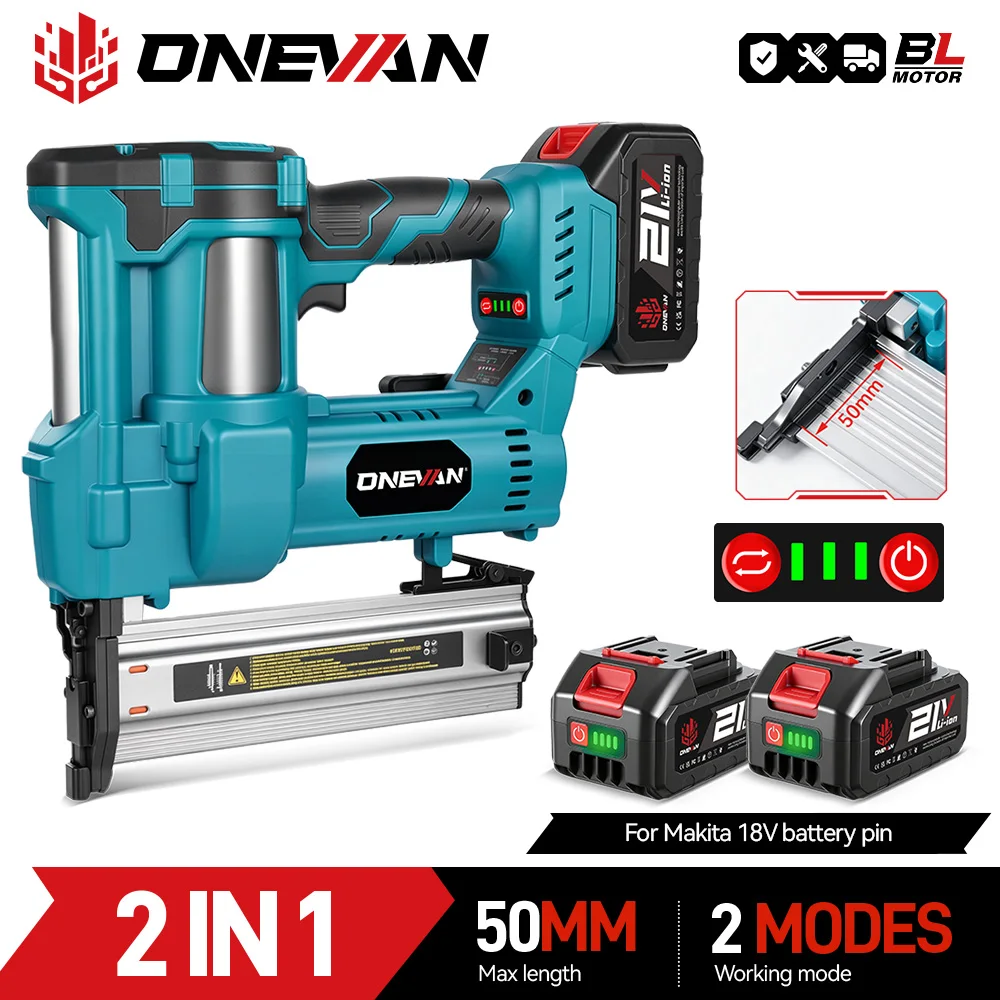 Bürstenlose elektrische Nagelpistole F15-F50 K410-K4 Akku 2in1 2Gang Hefter Framing Nagler Elektrowerkzeug für Makita 18V Batterie Pin