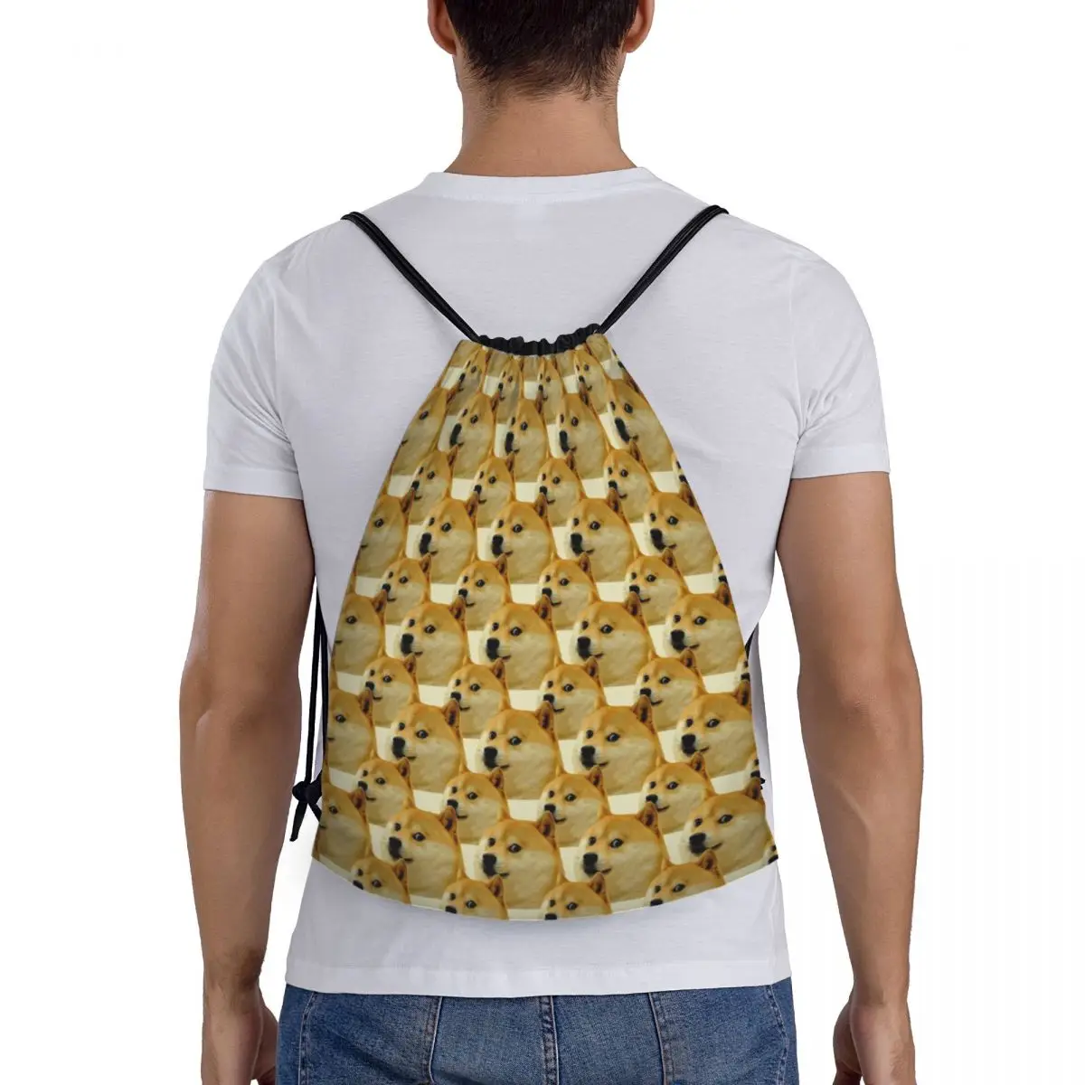 Shiba Inu Doge-mochila con cordón para hombre y mujer, bolsa de entrenamiento plegable, para gimnasio