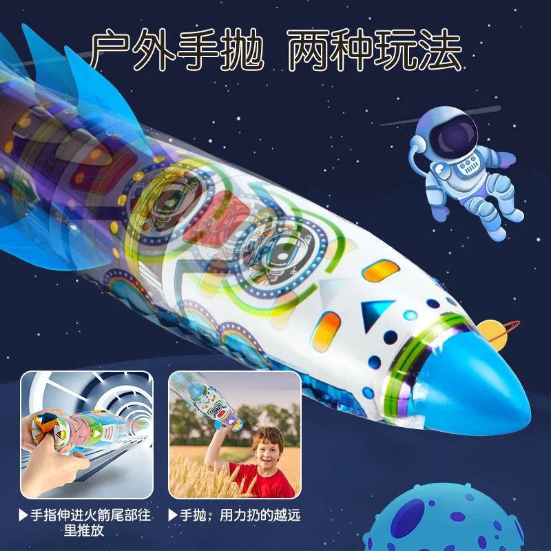 Inflatable Outdoor Ejection Rocket Toys Outdoor Sport Shooting Game Parent-child Interaction Hand Throwing Rocket Balloon Toys