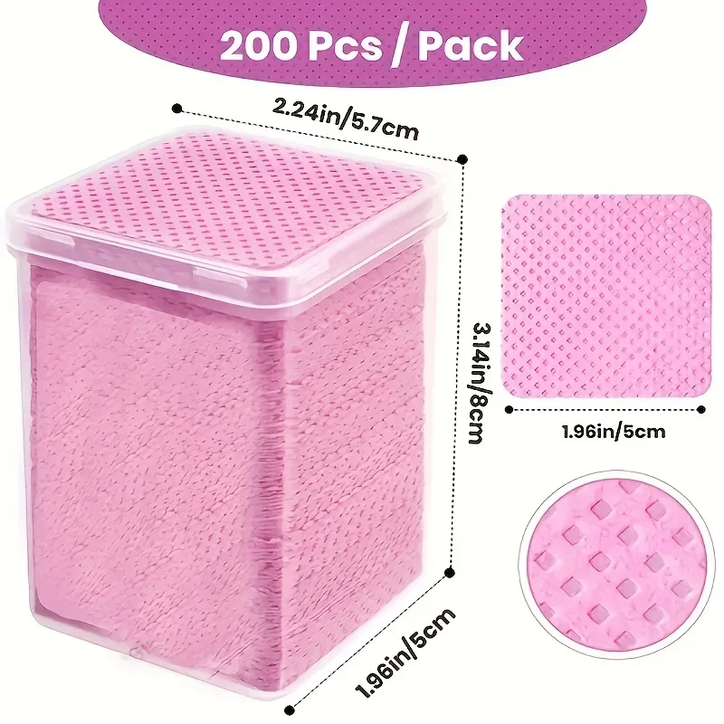 

200pcs Lint-Free Nail Gel Polish Remover Wipes Soft Cotton Pad Eyelash Glue Cleaning Pad Nails Accessories Tools, For Commercial
