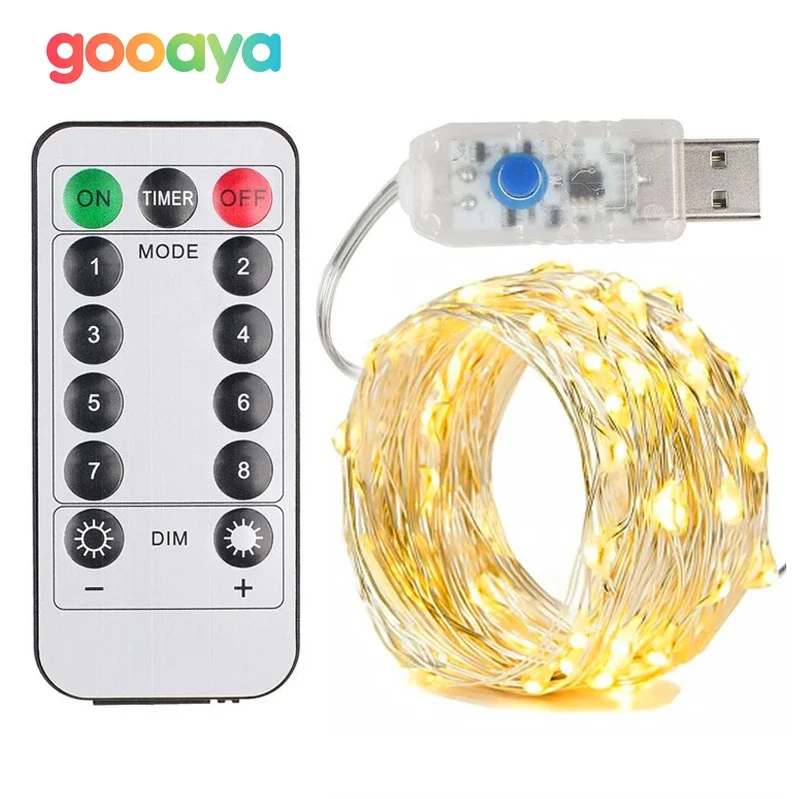 5M/10M/20M USB LED String Lights Copper Silver Wire Garland Light Waterproof Fairy Lights For Christmas Wedding Party Decorative