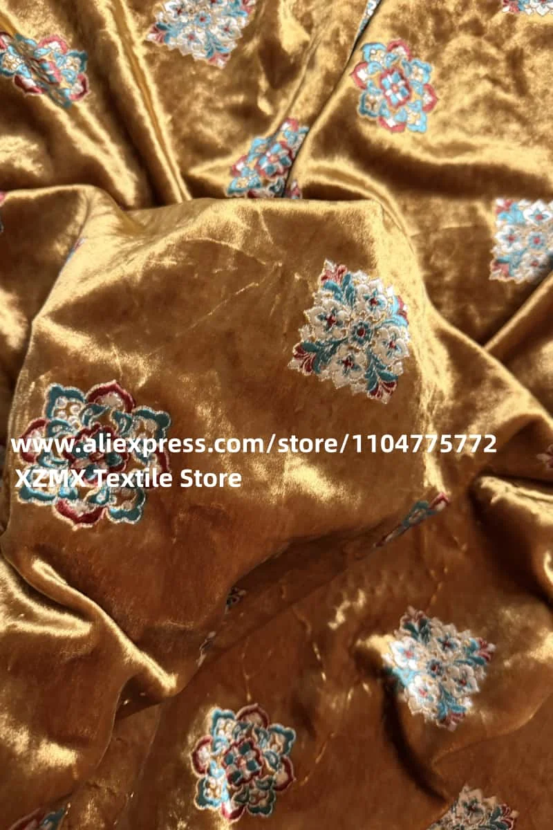 New sequin 3D cord embroidery velvet fabric  for dresses, pajamas, curtains, cushions, and sofa sewing fabric