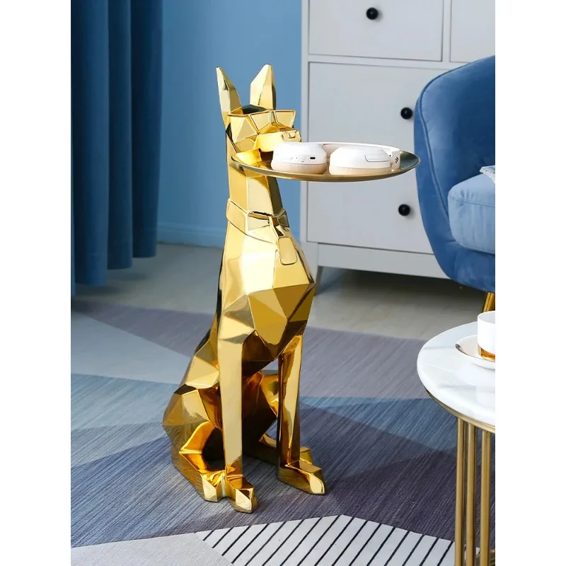 74CM Home Nordic Floor Decoration Decor Gentleman Dog Statues Tray Ornament Creative Household Accessorie Sculpture Animal Table