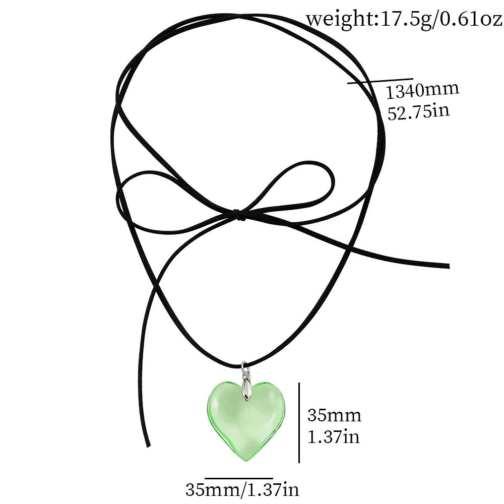 Elegant Love Heart Pendant Necklace for Women Y2K Jewelry Collares Wed Bridal Knotted Bowknot Adjustable Boho Neck Chains