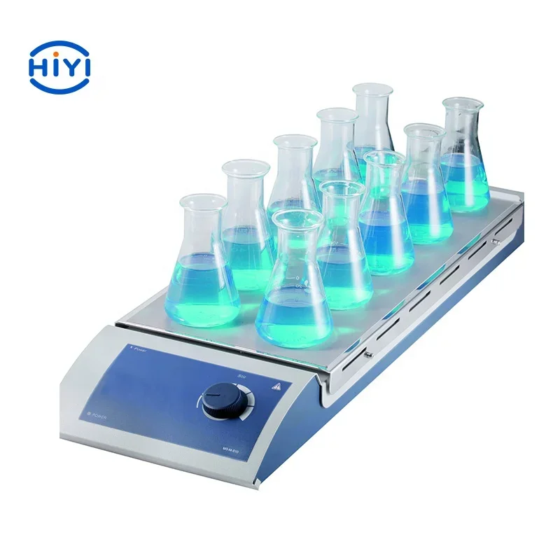 HiYi MS-H-S10 10-Position Magnetic  Hotplate Stirrer Heating range covers from 120 to 550 Degree Celsius