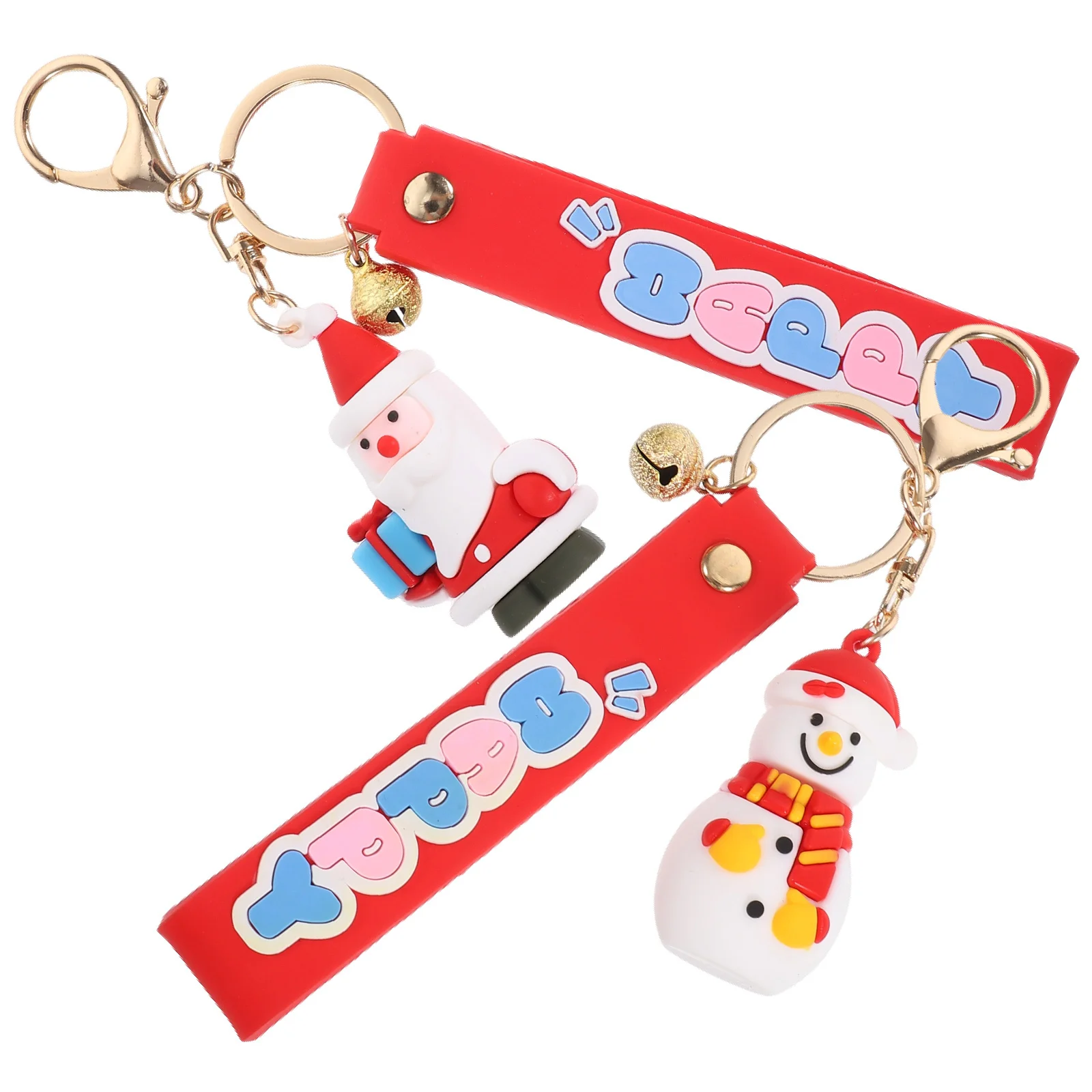 

2Pcs Christmas Keychain Santa Claus Snowman Pendant Adorable Xmas Bag Pendant Multi-Function Decorative Key Ring Gift