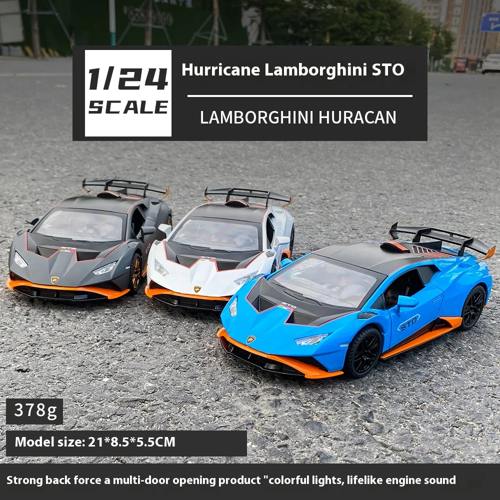 Modelo de Supercarro Lamborghini Huracan STO V10 em Escala 1:24