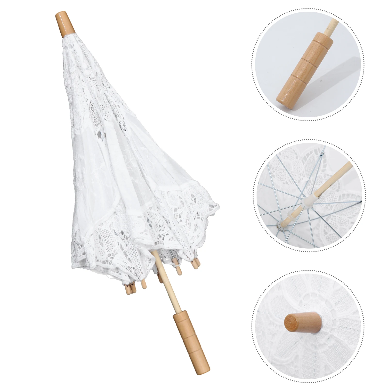 

Lace Umbrella Large Size White Cotton Photography Props Elegant Decor Girls Festival Bridal Wedding Supply Parasol Flower Shaped