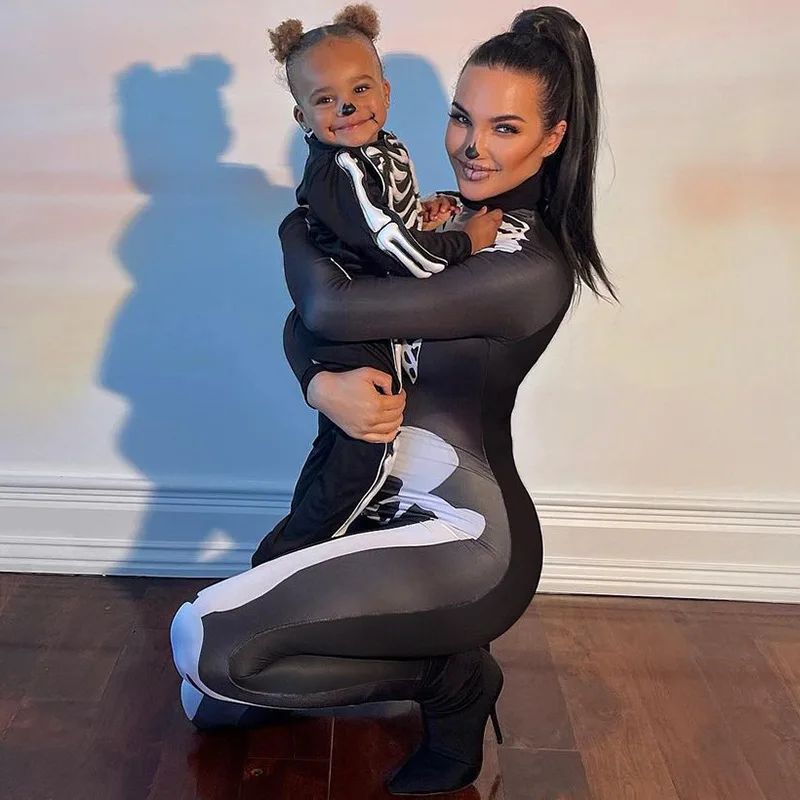 جمجمة الهيكل العظمي المطبوعة بذلة للنساء ، هالوين تأثيري ، الجولة الرقبة ، طويلة الأكمام ، الظلام بذلة ، القوطية نمط ، الطرف ، نادي ، الخريف ، 2023