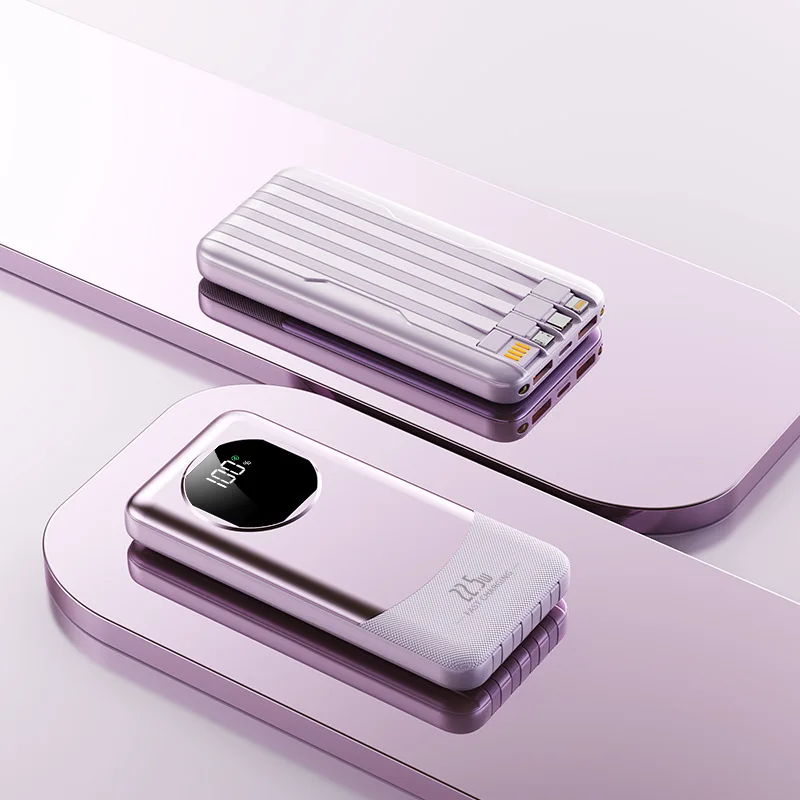 New 20000mAh 22.5W Super Fast Charge Power Bank with Built-in Cable