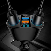 20W Super Fast Car Charger with Dual Cigarette Lighter Plug QC3.0&PD with LED Voltmeter for Phones iPad GPS Dash Cams