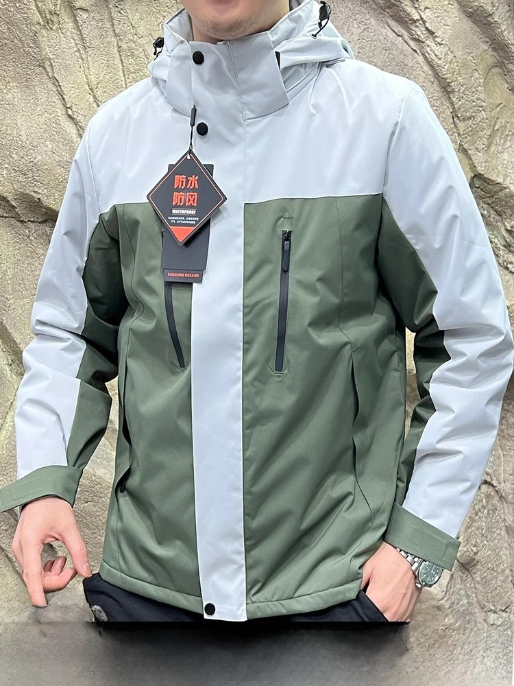 

High-End aphene Bla Gold Men's Cotton Jaet Waterproof Windproof Warm Autumn Winter Hooded Stand Fit Polyester Fiber