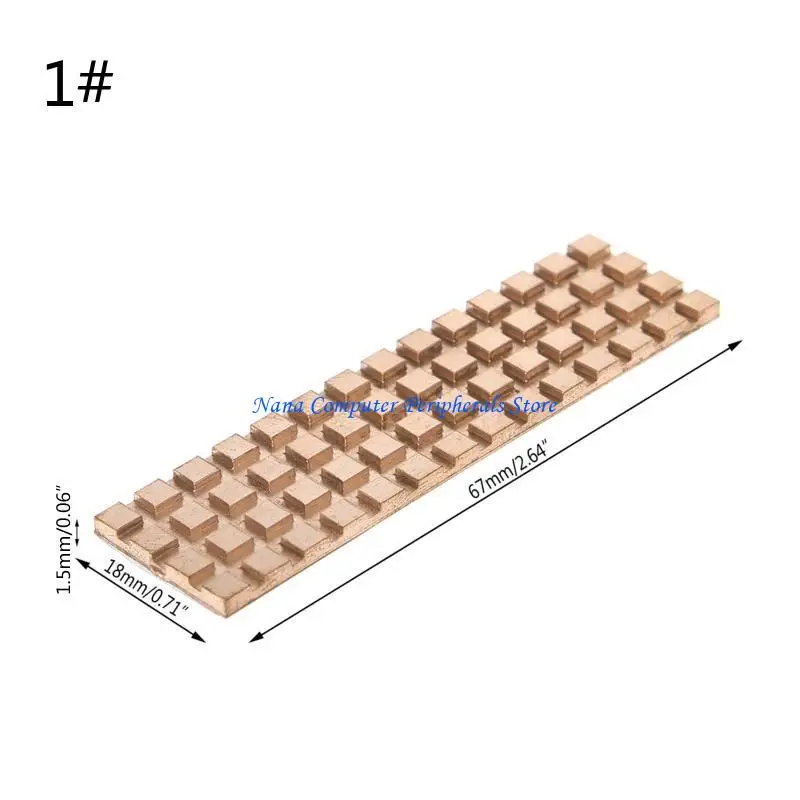 F68C Copper Cooling Heat Sink Thermal Pads Heat Dissipation Radiator Thickness for M.2 NGFF 2280 PCI-E NVME SSD Heatsink