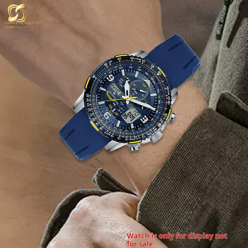 Curved end Fluoro rubber watch strap 22mm Men's For Citizen Blue Angel second generation jy8078 watchband Stainless steel buckle image 4