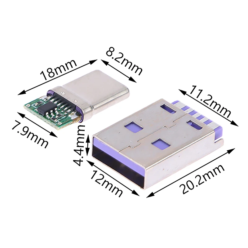 مجموعة شحن بيانات OTG تصنعها بنفسك ، USB من النوع C ، 65 واط ، 6.5A ، موصل ذكر ، لحام مع 5Pin ، ثنائي الكلور ، 6 دبوس ، مجموعة واحدة