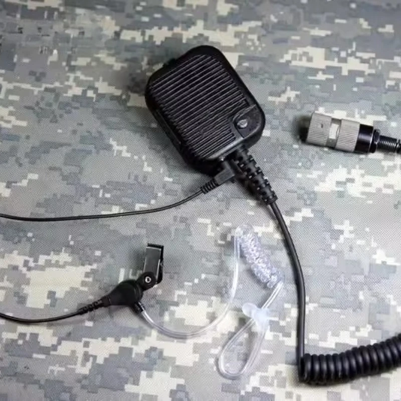 

Walkie-talkie hand microphone, high and low volume adjustment, with air duct earphones.