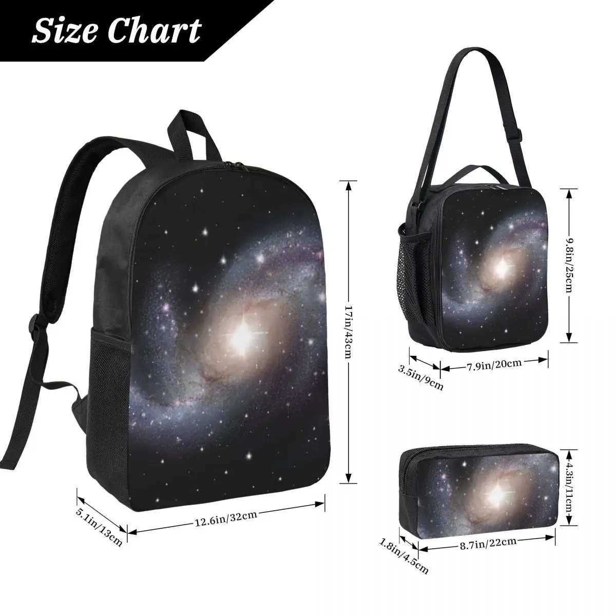 Cloak Galaxy Universe Planets Backpack Boys Girls BookBag School Bag Computer Shoulder Bags 3ps Insulated Lunch Bag Pencil Case