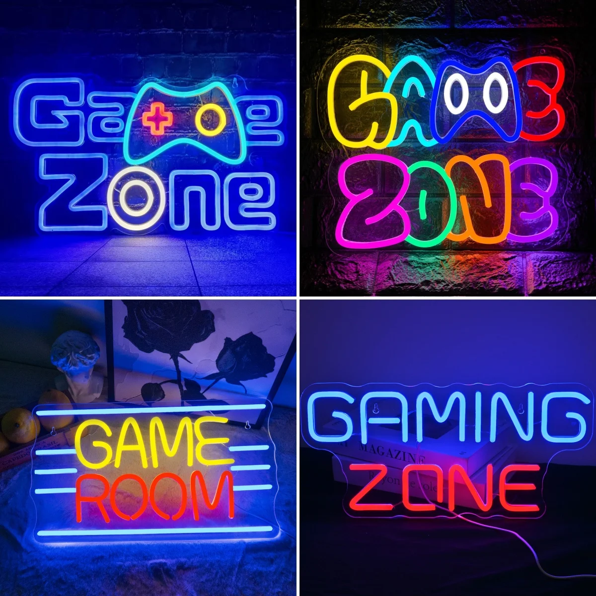 

Gaming Zone Neon Sign LED Lights For Wall Decor USB Powered Lamp Bedroom Bar Shop Game Room Man Cave Signs Gift For Game Lover