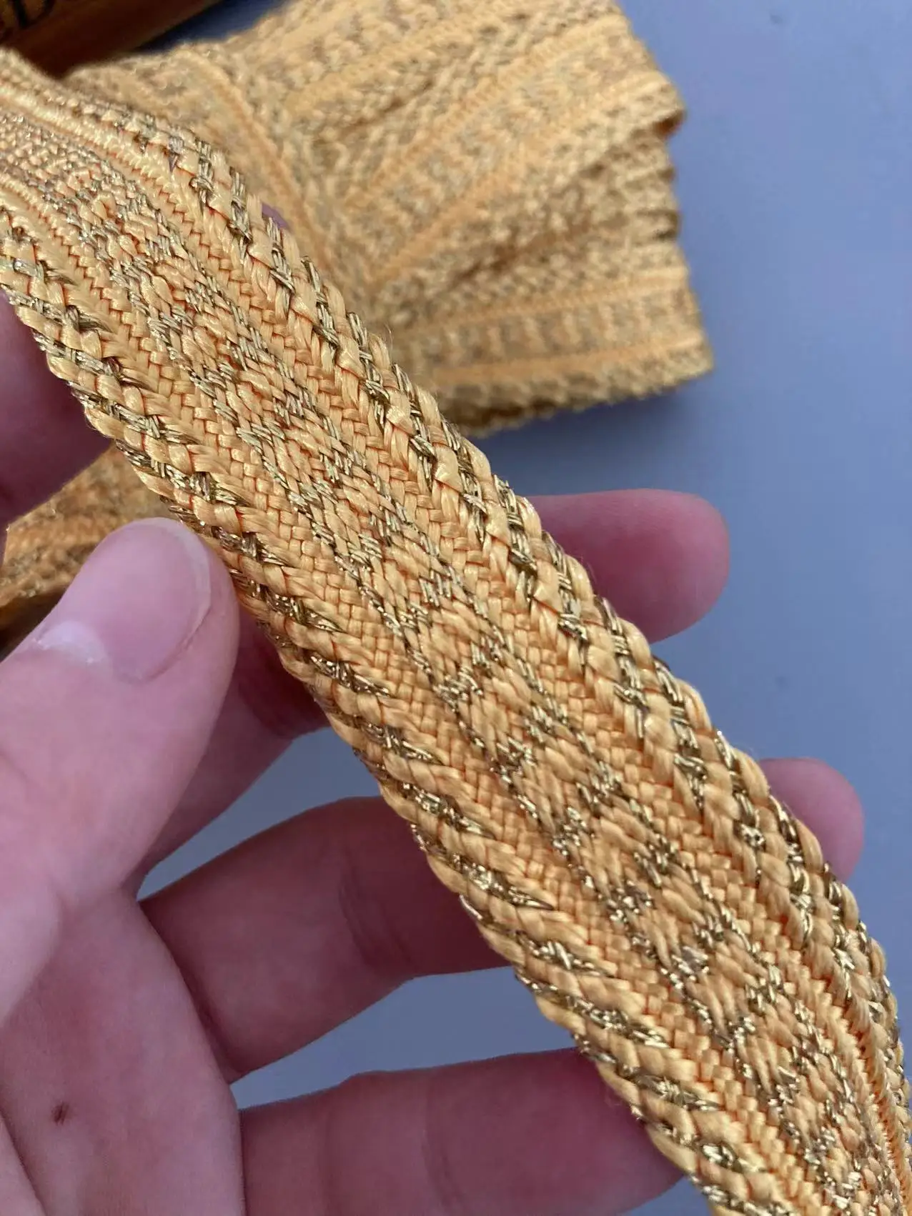 

1 Yard Yellow 2.3cm Lace Trim Ribbon Jacquard Gold Woven With Ethnic Style Arabian Robe Garment Accessories Fabric Accessories