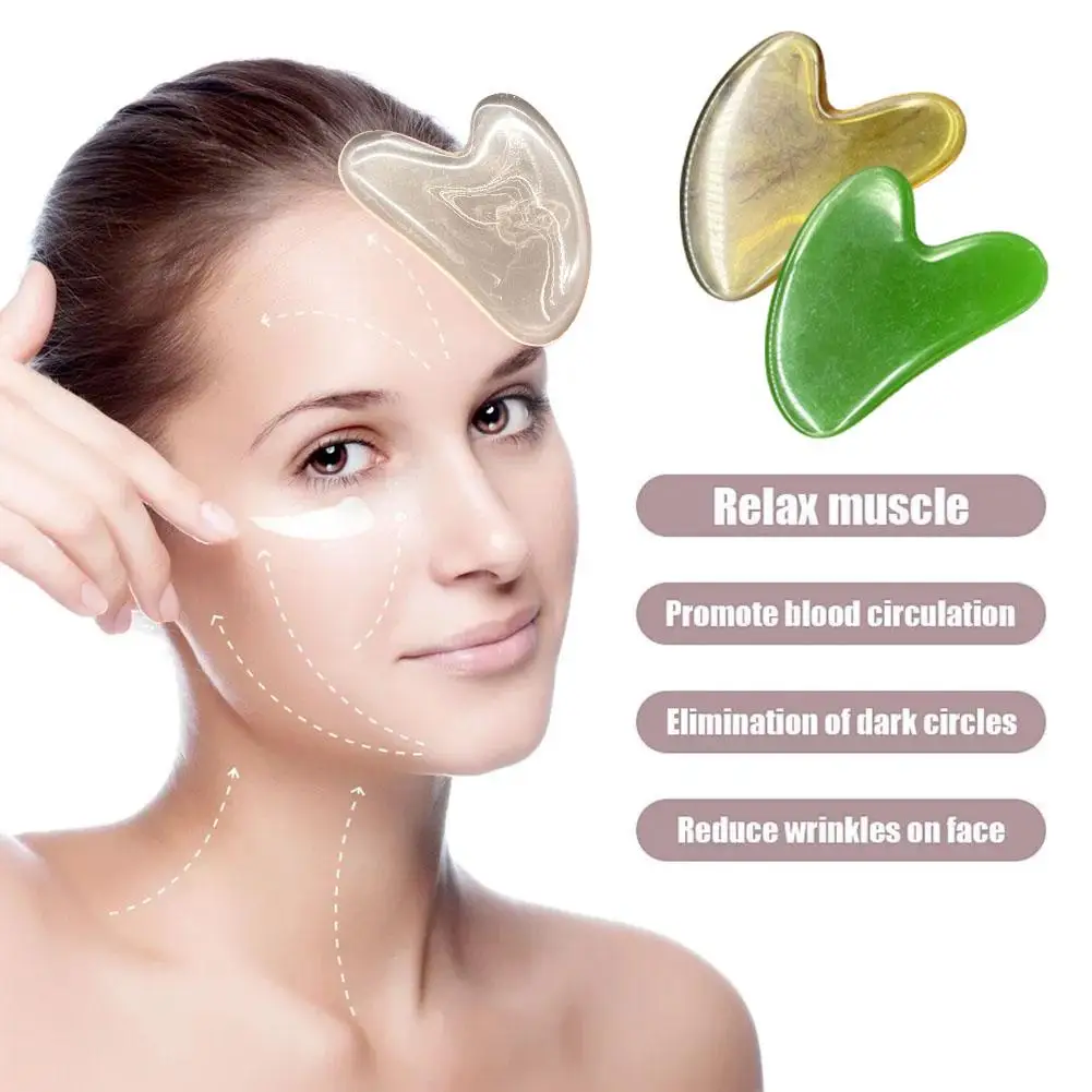 Massage Naturstein Jade Schaber Gesicht Gua Sha Spa Nacken massage gerät für Facelift ing Falten entferner Schönheit gesund t e6w4