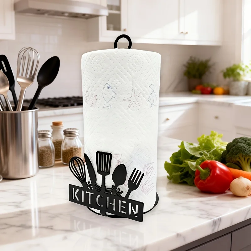 Metal 'KITCHEN' Themed Kitchen Paper Towel Holder, Iron Paper Towel Rack Suitable for Kitchen-living Room-bedroom-coffee Counter