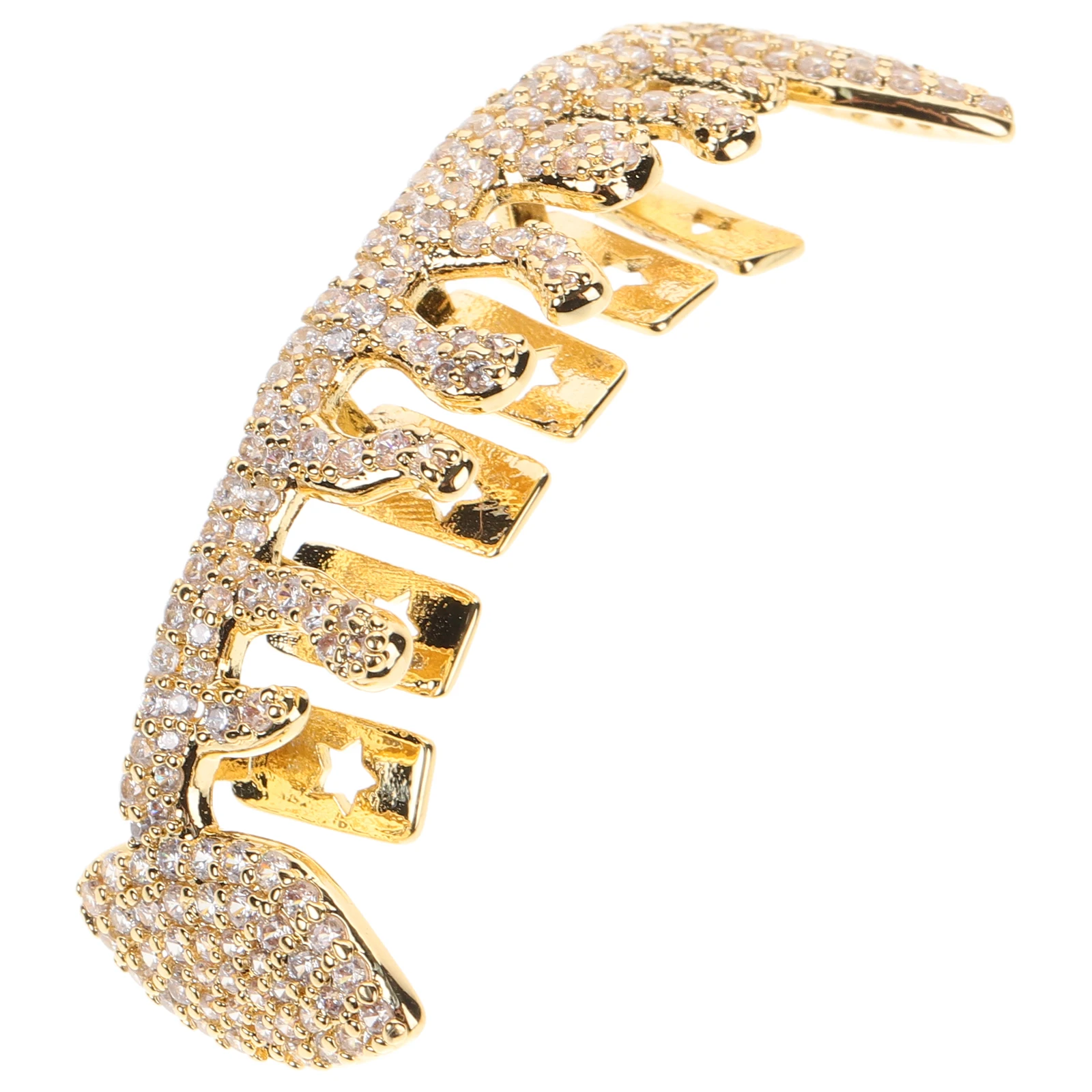 

Golden Mouth Grills Men Women Fake Clip On Tooth Grill Cap Bling Hip Hop Teeth Jewelry Durable Rhinestones
