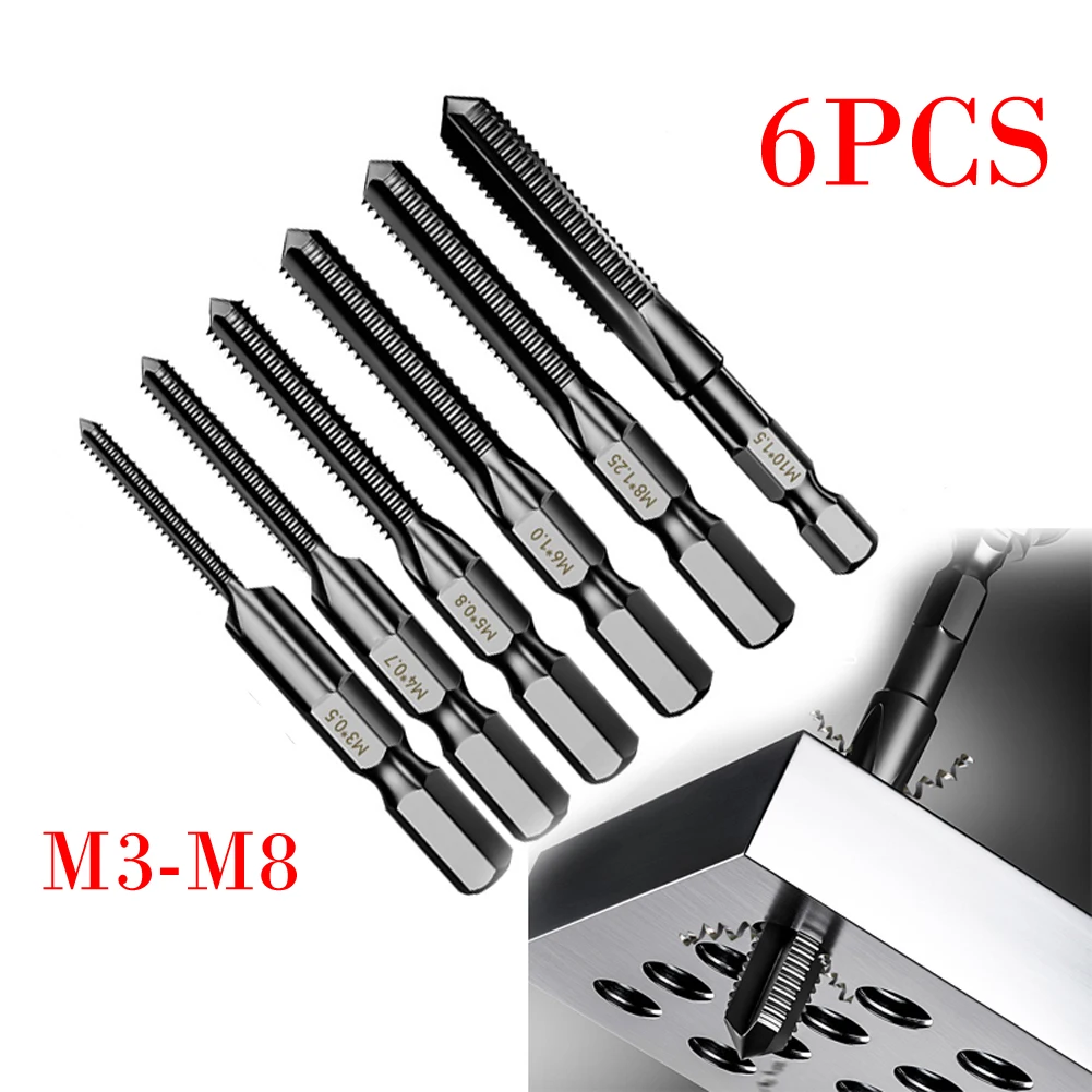 

Drill Bit Set Hex Shank Tap Manual Tapping Operation Straight Flutes Design For Hand Drill Drilling Machine Accessory