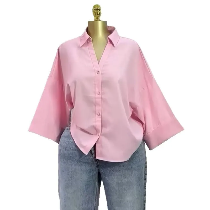 بلوزة نسائية غير رسمية فضفاضة غير رسمية من Faionable من البوليستر قابلة للتنفس طويلة Sve كاجوال متعددة الاستخدامات فضفاضة تناسب irt #5