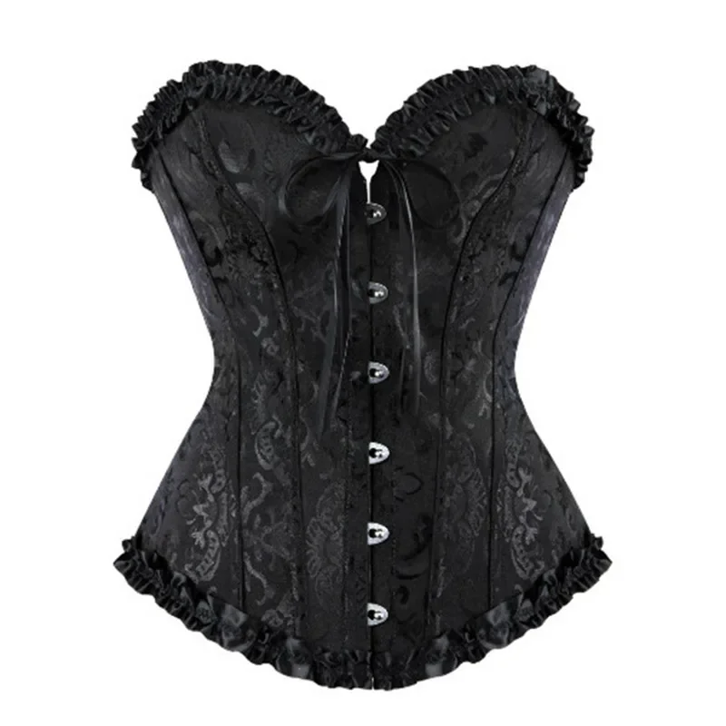 

Sexy Corsets Bustiers Floral Lace Tops For Women Flower Print Vintage Corset Gothic Satin Lingerie Corselet Overbust Plus Size