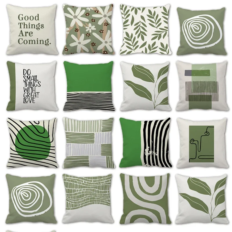 

Green and Flower Throw Pillow Cover Throw Pillow Covers 45x45cm Home Cushion Cases Home Garden Decorations 쿠션커버