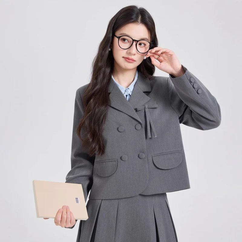 الربيع والخريف نمط جديد شهادة المعلم امتحان عام عمال ملابس رسمية مقابلة الدفاع فضفاضة بدلة سوداء مجموعة المهنيين