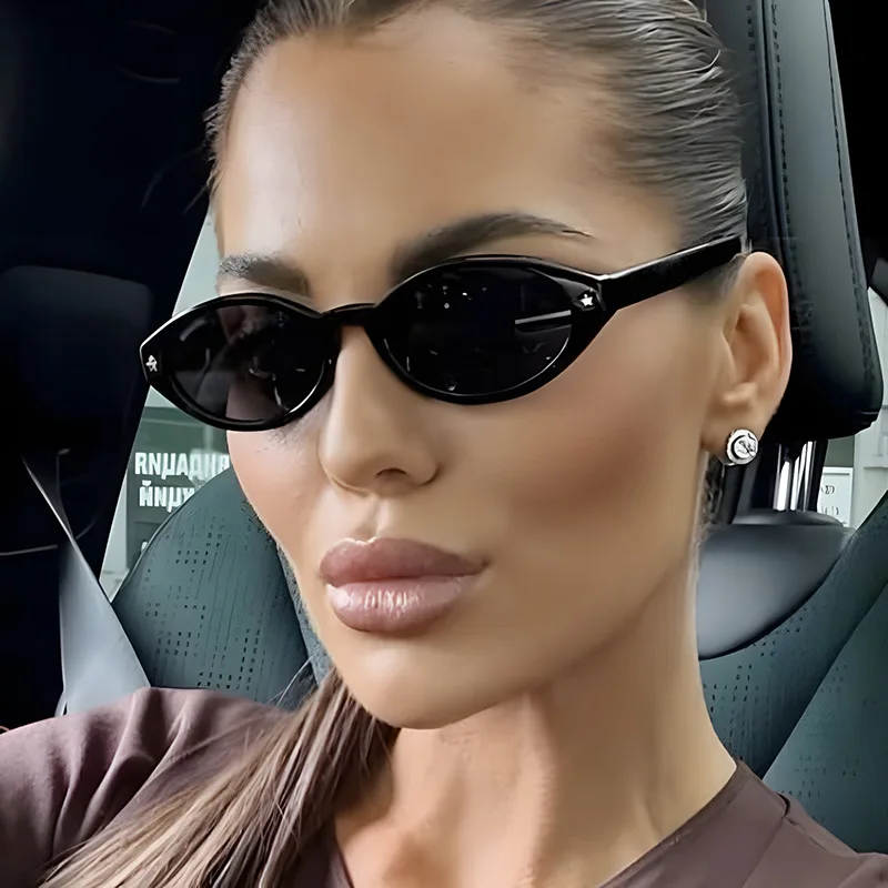 

Retro Small Oval Sunglasses Women Brand Design Five Stars Rivet Leopard Tortoise Shell Sun Glasses Outdoor Shades Oculos De Sol