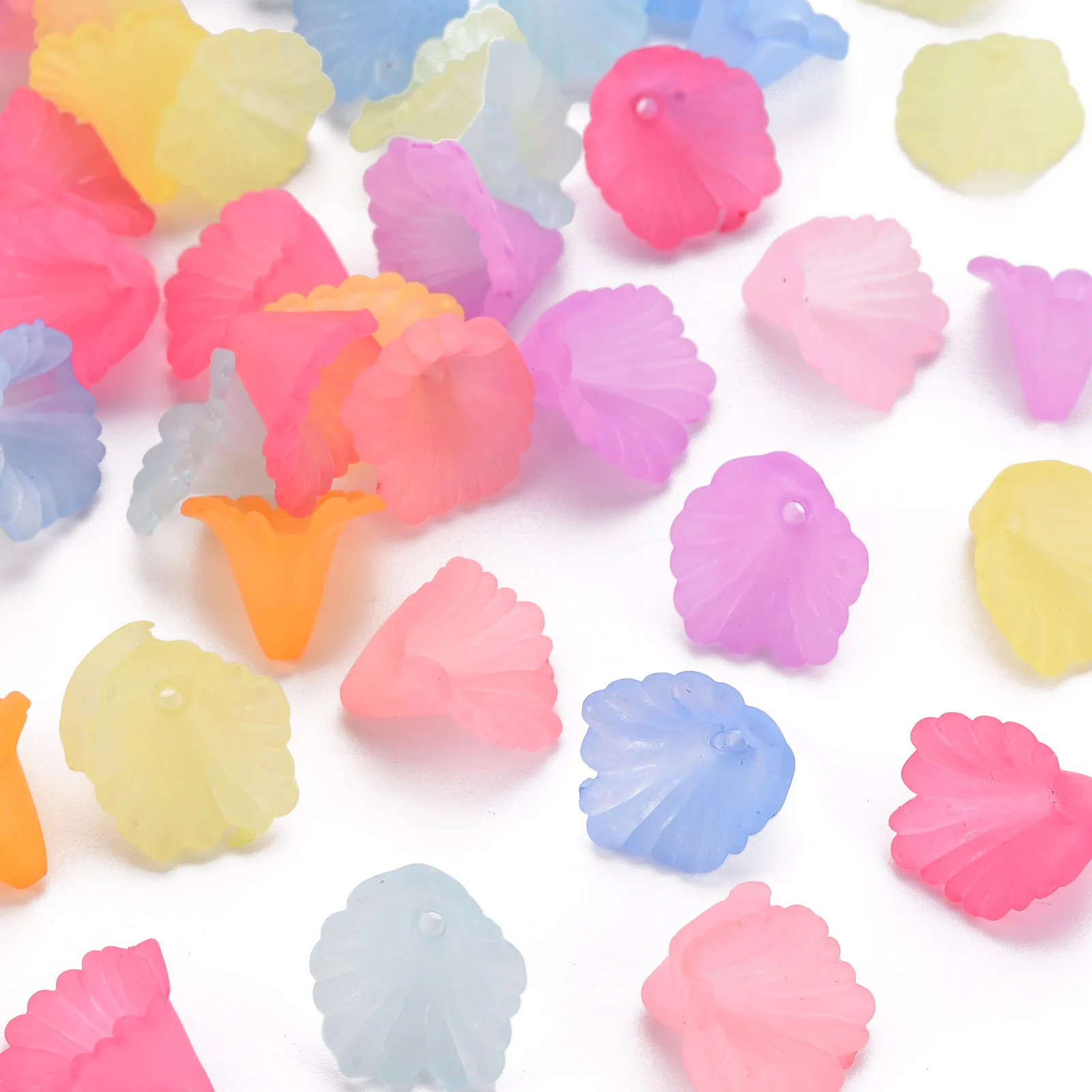 500g Frosted Acrylic Flower Bead Caps Randomly Mixed Color for Jewelry Making DIY Dangle Earrings Necklace Home Decortions