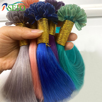 RESIO Color U Tip Hair Extensions Natural Real Human Fusion Hair Extensions Color Purple Blue Pink Gray 18-20inch 0.5g/Strand