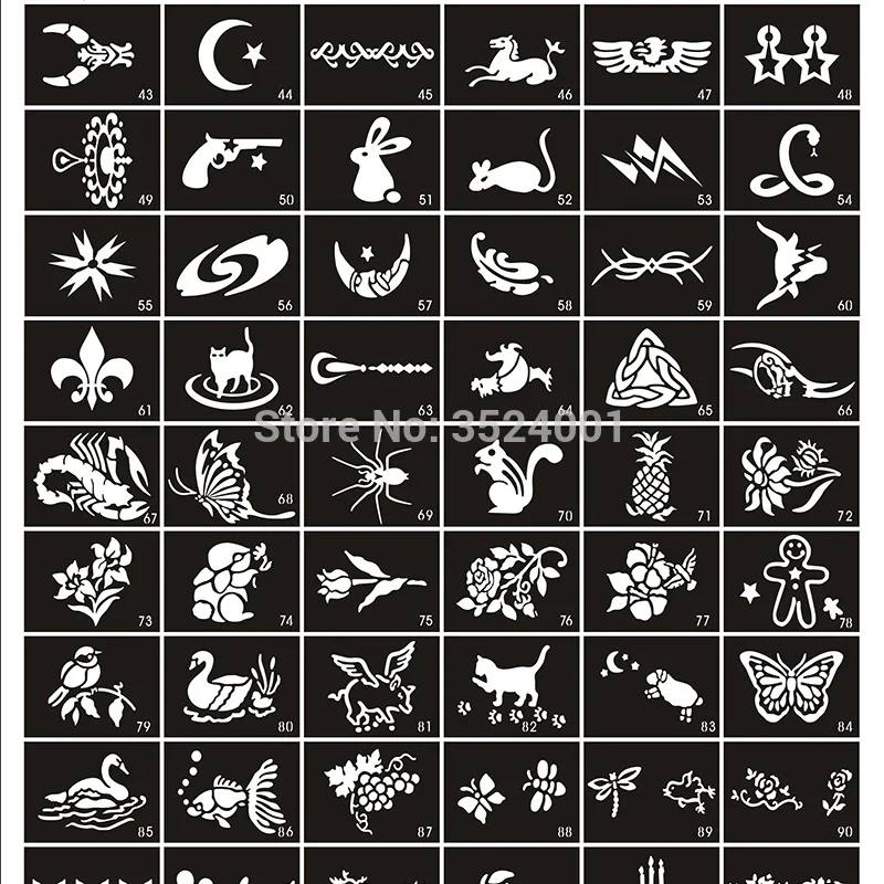 مجموعات استنسل الوشم العشوائي المختلط 3/5/10/50 قطعة لطيف نجمة الحب القلب الجمجمة تصاميم قوالب اللوحة الجسم الصغيرة للاستخدام اللامع #3