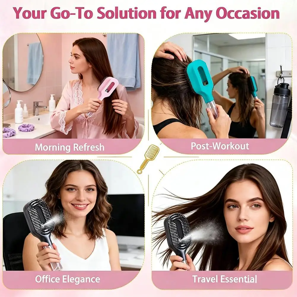 Professional Salon Ionic Misting Hair Brush Anti Frizz One Click Spray Water Portable Hydrating Detangling Shine Brush view 4