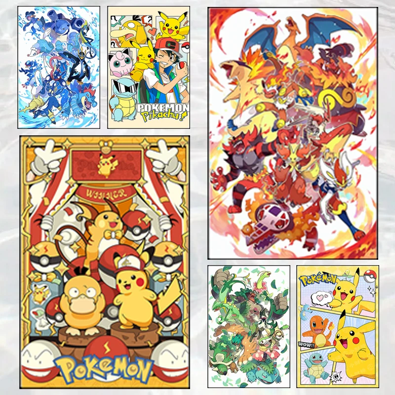 anime-pokemon-poster-personagem-elf-evolucao-impressa-pintura-em-tela-adequada-para-decoracao-de-parede-de-casa-pintura-de-arte