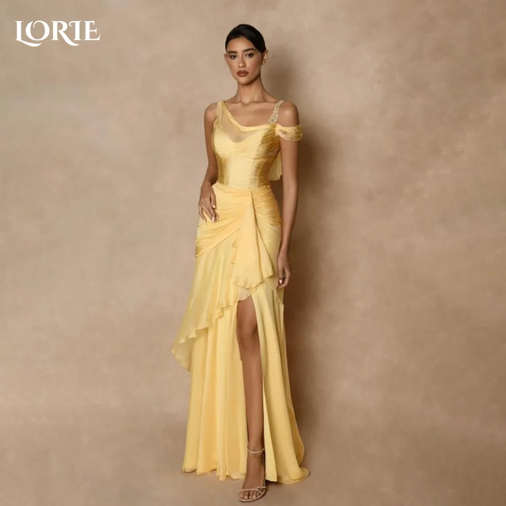 

LORIE Off Shoulder Mermaid Evening Dresses3D Flowers Shiny Satin Pleats Sexy Modern Prom Dress Customized Bride Party Gowns 2026