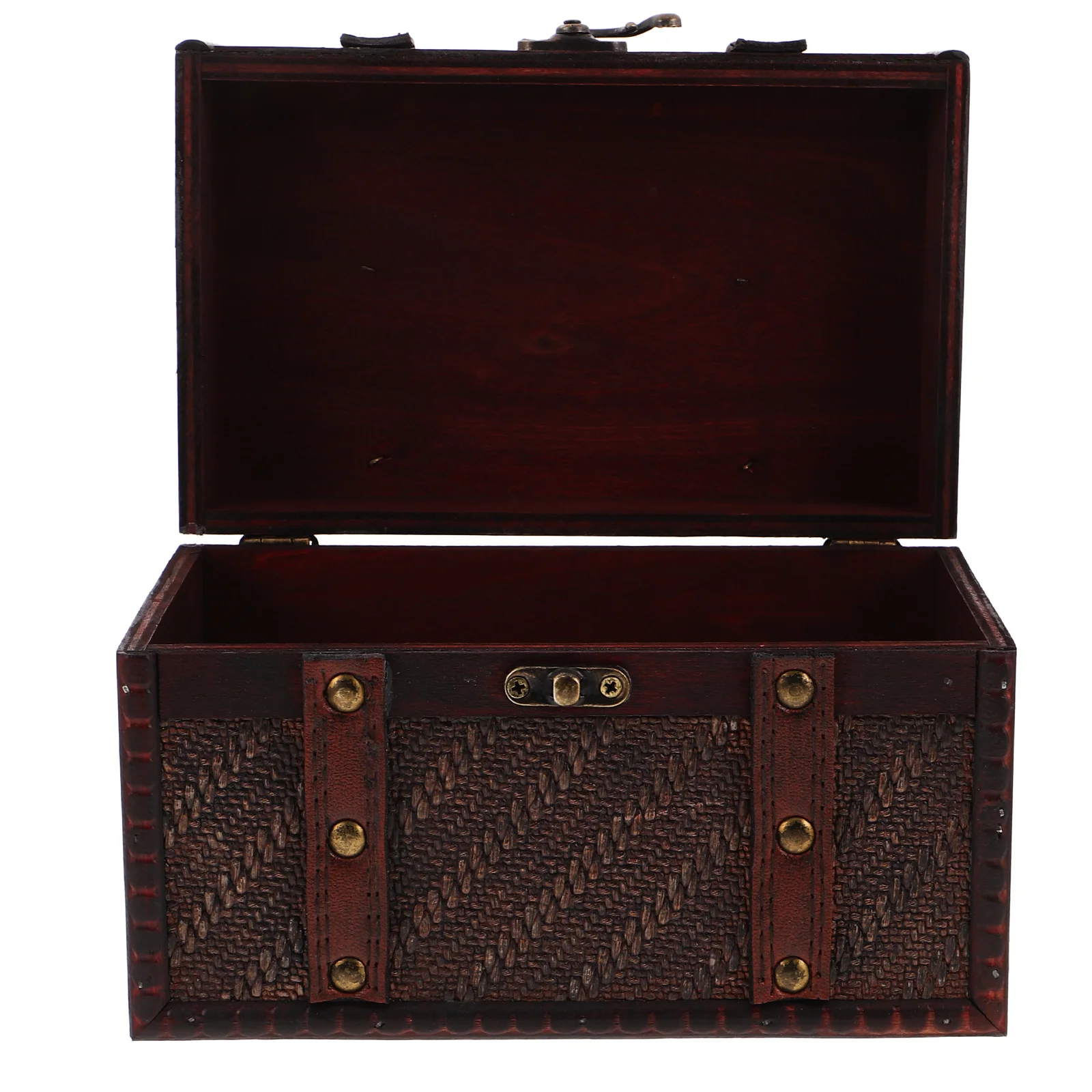 

Wooden Vintage Storage Box Woven Texture Jewelry Organizer Desktop Decorative Keepsake Case Trinket Holder Small Items Documents