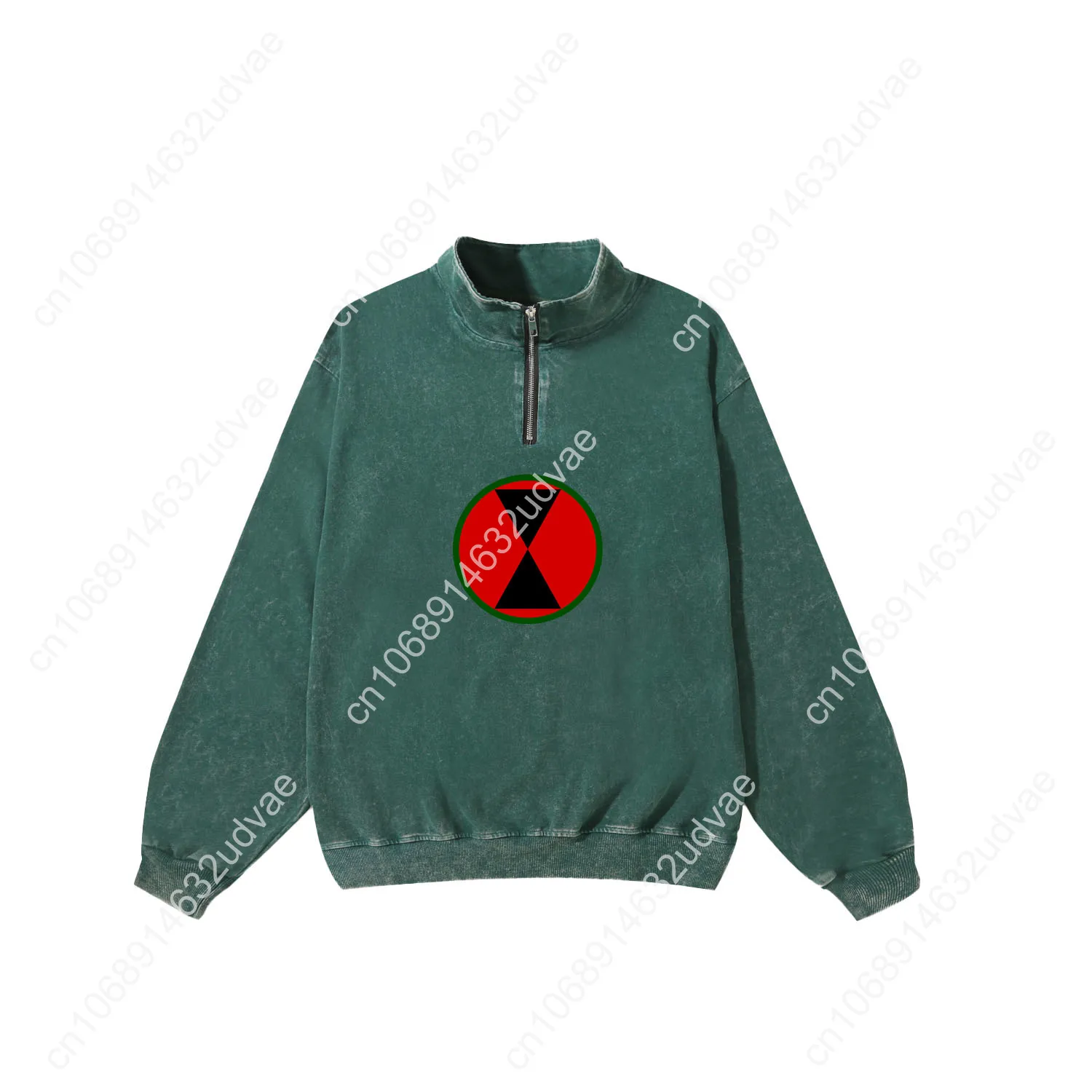 7th Infantry Division Retro Sweatshirt Man Woman Teenager Vintage Pullover Half Zipper Sweat Custom Made Tops Sleeved Tshirt