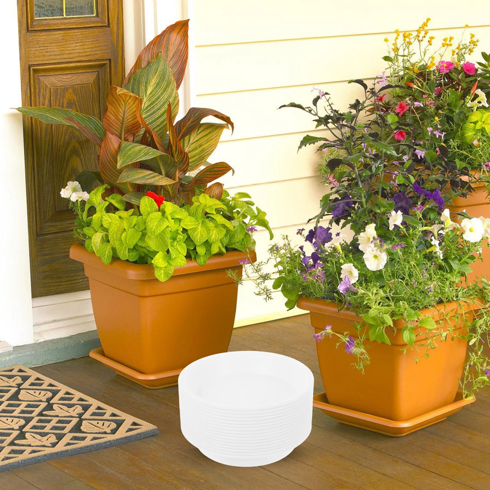 

16pcs Flower Pot Tray Round Plastic Planter Saucers Large Base Drainage Trays for Indoor Outdoor Plants Bonsai Water Protection