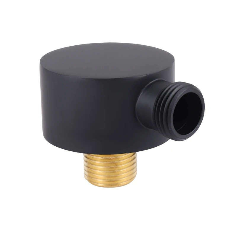 Wall Supply Elbow,Brass Round Wall Mount Shower Hose Connector Accessories G1/2Inch Water Outlet for Shower-Black